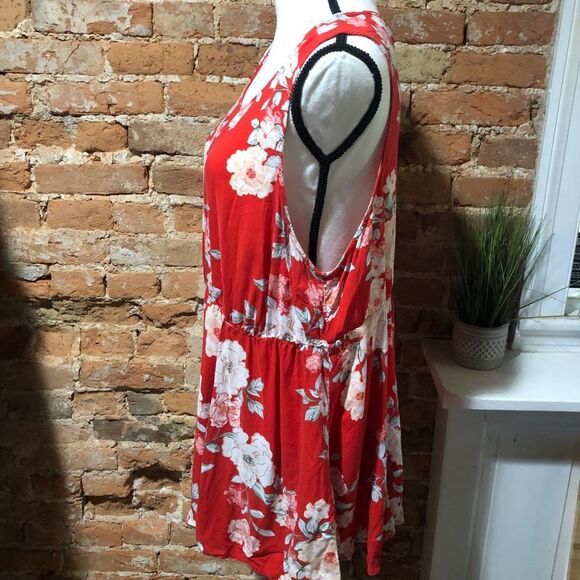 TORRID BLOOD ORANGE FLORAL CHALLIS FLOWY BABYDOLL TANK WOMENS 2X - Picture 3 of 10